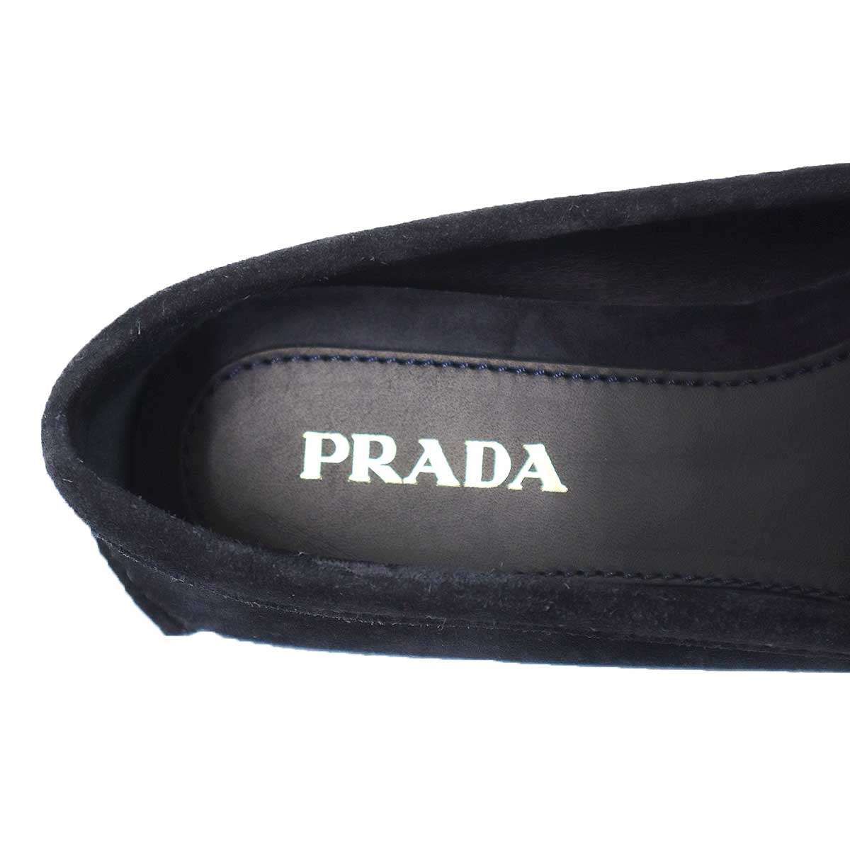 Prada Suede Leather Driving Shoes Navy — view 5