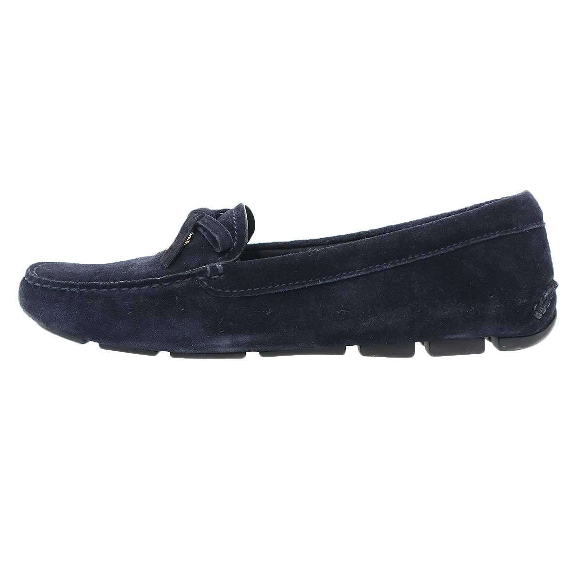 Prada Suede Leather Driving Shoes Navy — view 2