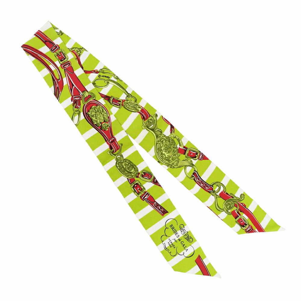 Hermes Tsuiri Scarf Brid Gala Yellow Green White Silk