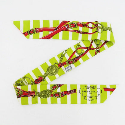 Hermes Tsuiri Scarf Brid Gala Yellow Green White Silk — view 4