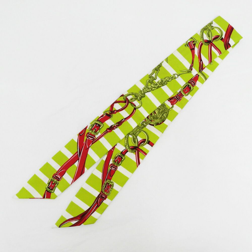 Hermes Tsuiri Scarf Brid Gala Yellow Green White Silk — view 2