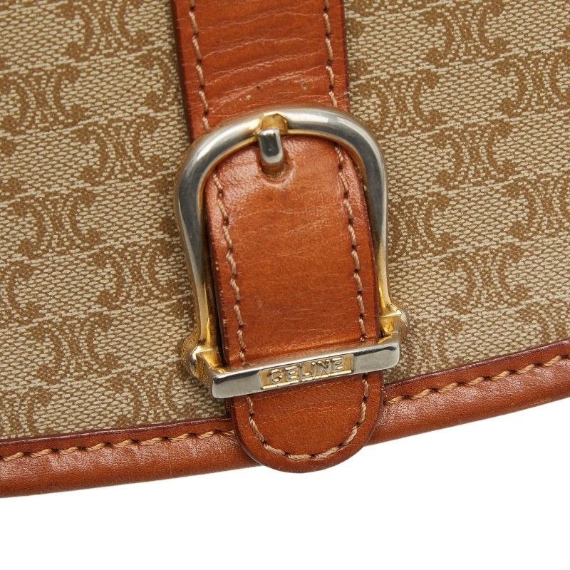 Celine Macadam Crossbody Shoulder Bag Beige Brown Leather — view 8