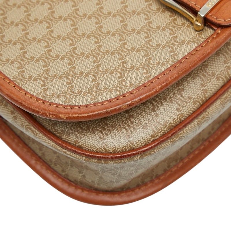 Celine Macadam Crossbody Shoulder Bag Beige Brown Leather — view 5