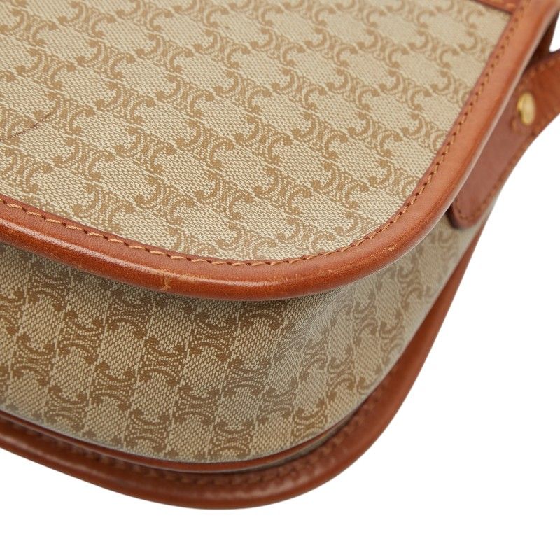 Celine Macadam Crossbody Shoulder Bag Beige Brown Leather — view 6
