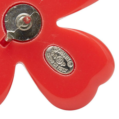 Chanel CC Logo Clover Motif Pin Brooch Pin Batch 04 Red Plastic — view 3