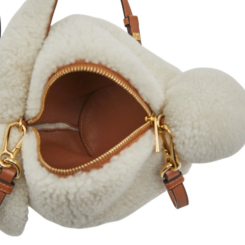Loewe Bunny Mini Shoulder Bag Crossbody Rabbit Off White Boa Leather — view 7