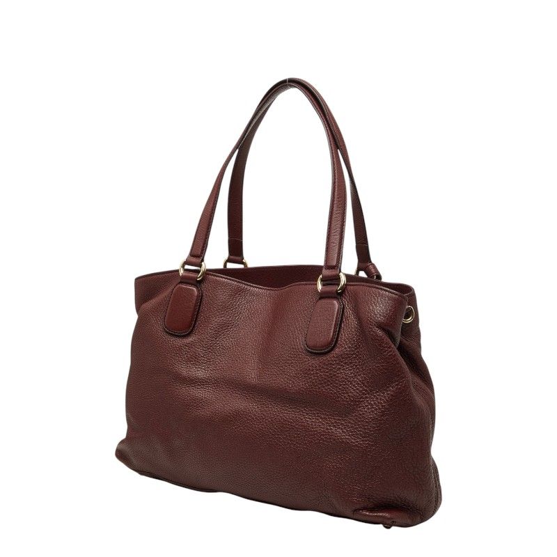 Gucci Interlocking Soho Tote Shoulder Bag 2-Way Wine Red Bordeaux Leather — view 2