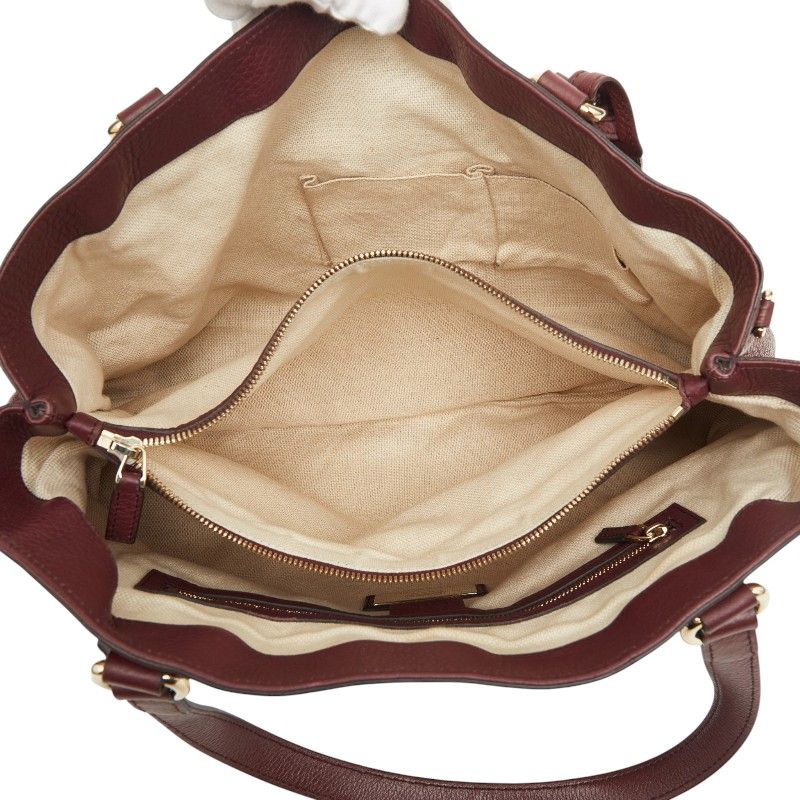 Gucci Interlocking Soho Tote Shoulder Bag 2-Way Wine Red Bordeaux Leather — view 9