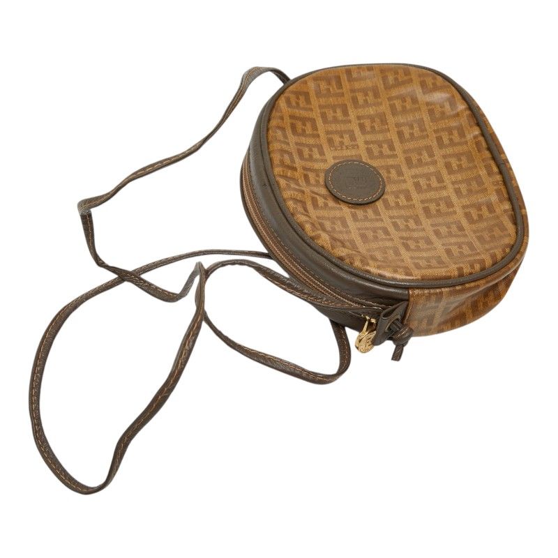 Fendi Zucchino Crossbody Shoulder Bag Pochette Brown Gray — view 4