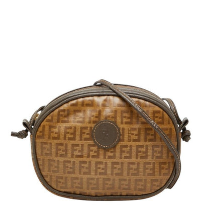 Fendi Zucchino Crossbody Shoulder Bag Pochette Brown Gray
