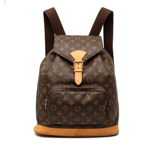 Louis Vuitton Monogram Montsouris GM Backpack Drawstring Brown Leather