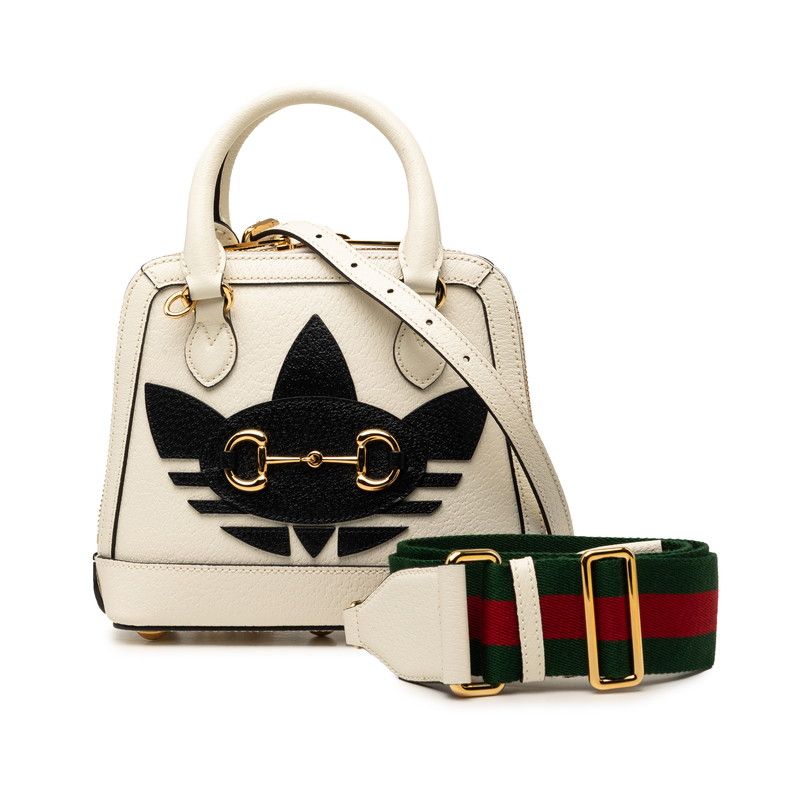 Gucci Adidas Horsebit 2-Way Shoulder Bag White Black Leather — view 7
