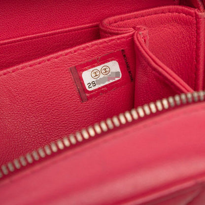 Chanel CC Logo Quilted Crossbody Chain Shoulder Bag Pink Lambskin — view 6