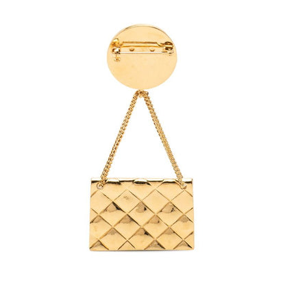 Chanel CC Logo Quilted Bag Motif Brooch Gold Plated — view 2