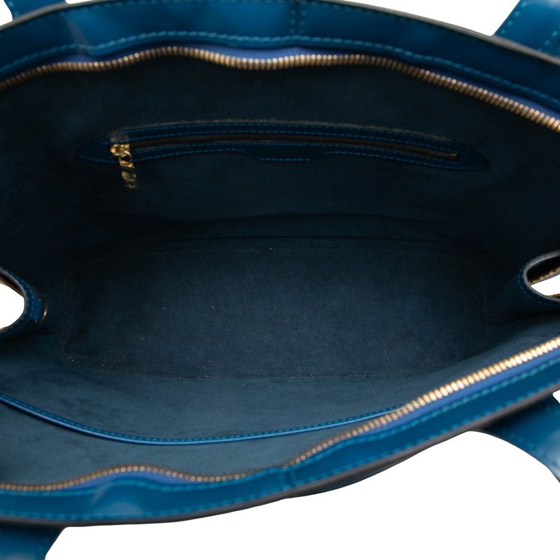 Louis Vuitton Epi Lussac Tote Shoulder Bag Toledo Blue Leather — view 4