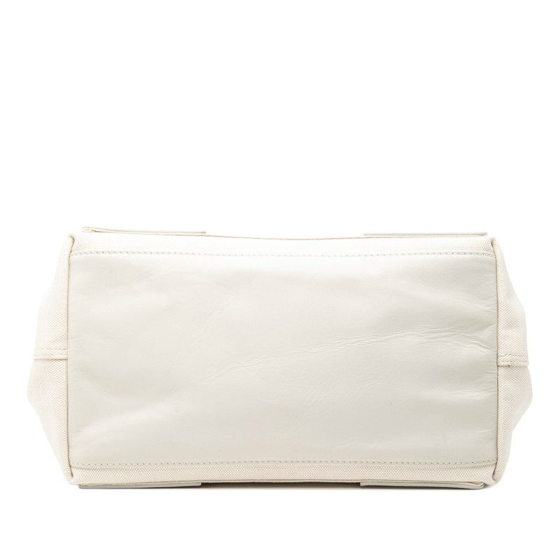 Balenciaga Navy Cabas S Tote Ivory White Canvas Leather — view 3