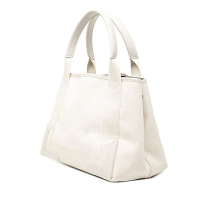 Balenciaga Navy Cabas S Tote Ivory White Canvas Leather — view 2
