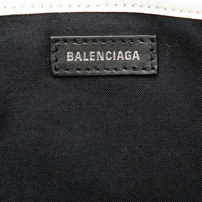 Balenciaga Navy Cabas S Tote Ivory White Canvas Leather — view 5