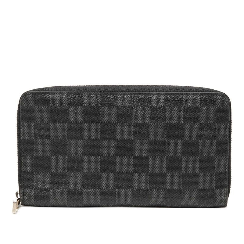 Louis Vuitton Damier Graphite Zippy Organizer Zip Around Wallet Black Leather