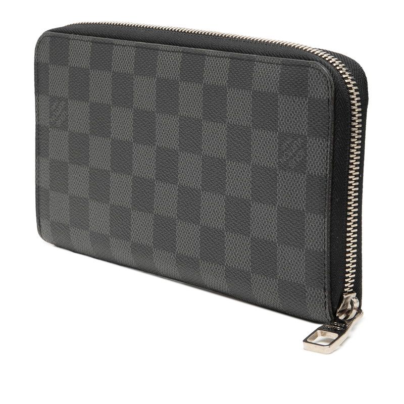 Louis Vuitton Damier Graphite Zippy Organizer Zip Around Wallet Black Leather — view 2
