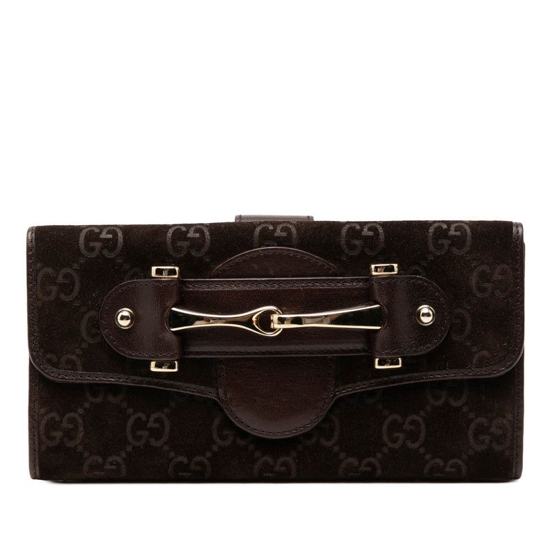 Gucci Horsebit Wallet Brown Suede Leather