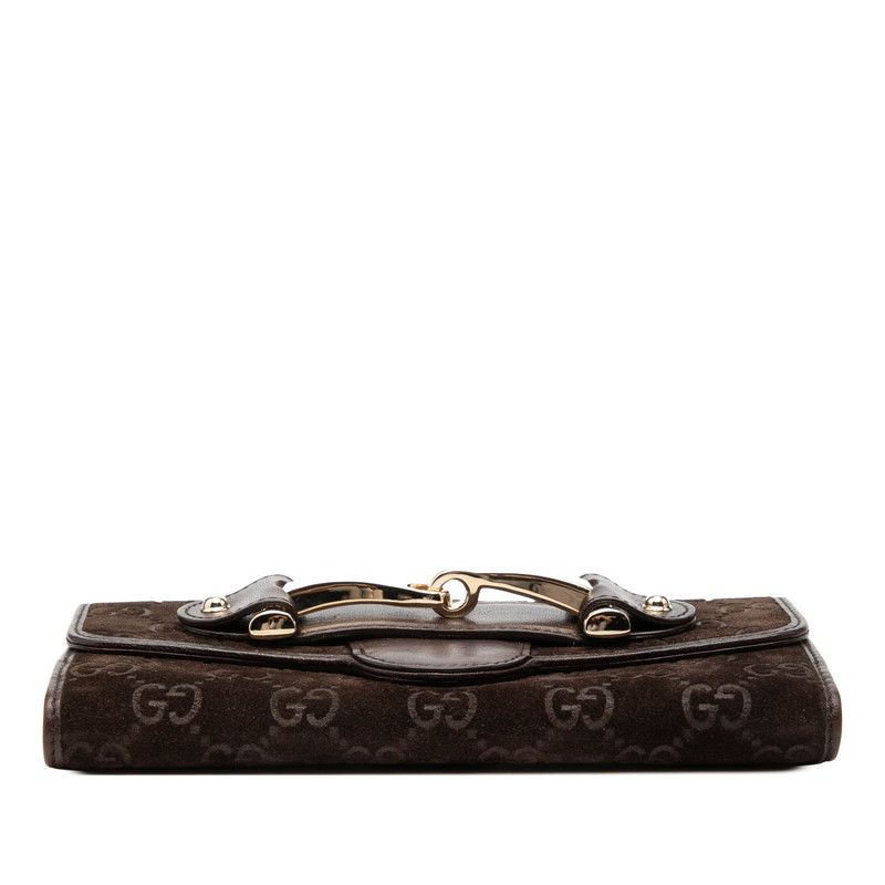 Gucci Horsebit Wallet Brown Suede Leather — view 3