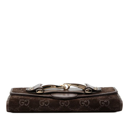 Gucci Horsebit Wallet Brown Suede Leather — view 3