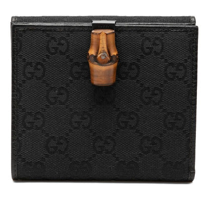 Gucci GG Canvas Bamboo Bifold Wallet Black