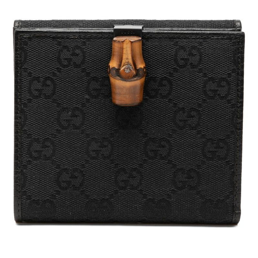 Gucci GG Canvas Bamboo Bifold Wallet Black