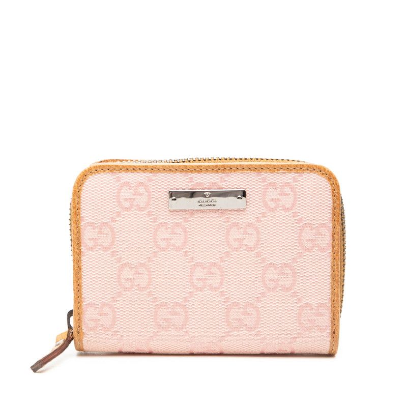 Gucci GG Canvas Coin Case Card Pink Brown