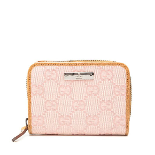 Gucci GG Canvas Coin Case Card Pink Brown