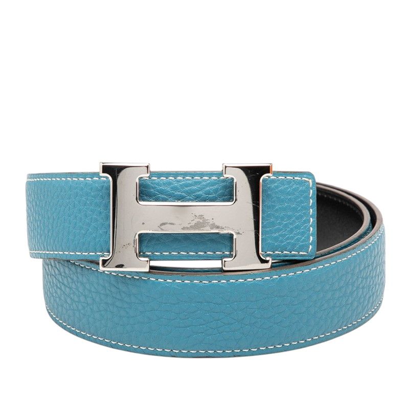 Hermes Constance Belt Reversible 85 Black Blue Jean Box Calf Taurillon Clemence