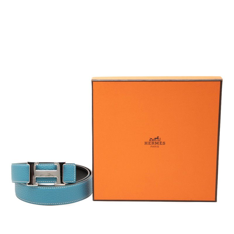 Hermes Constance Belt Reversible 85 Black Blue Jean Box Calf Taurillon Clemence — view 7