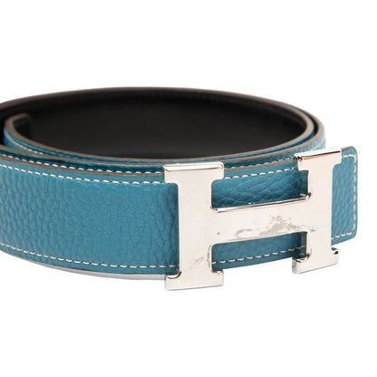 Hermes Constance Belt Reversible 85 Black Blue Jean Box Calf Taurillon Clemence — view 4