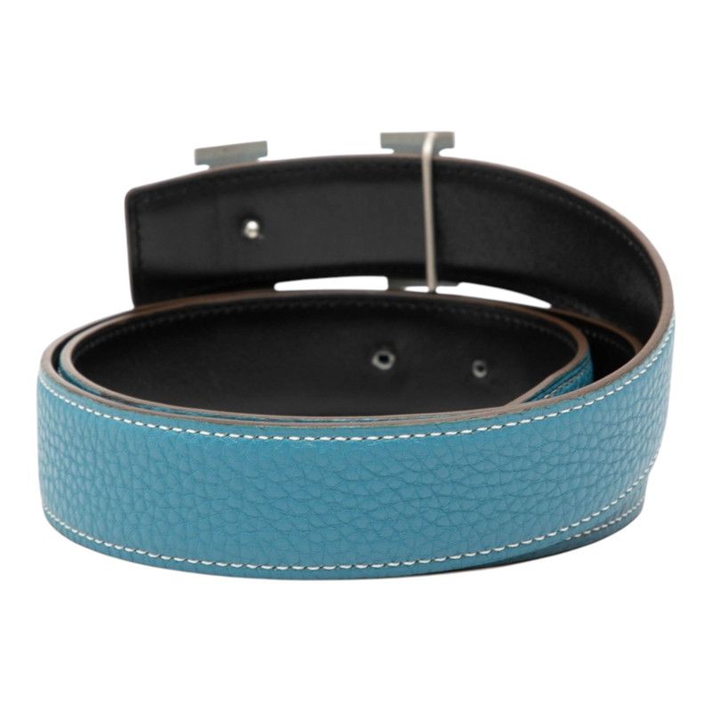 Hermes Constance Belt Reversible 85 Black Blue Jean Box Calf Taurillon Clemence — view 3