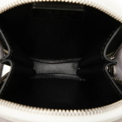 Prada Triangle Logo Coin Case Round Pouch Charm White Patent Leather — view 4