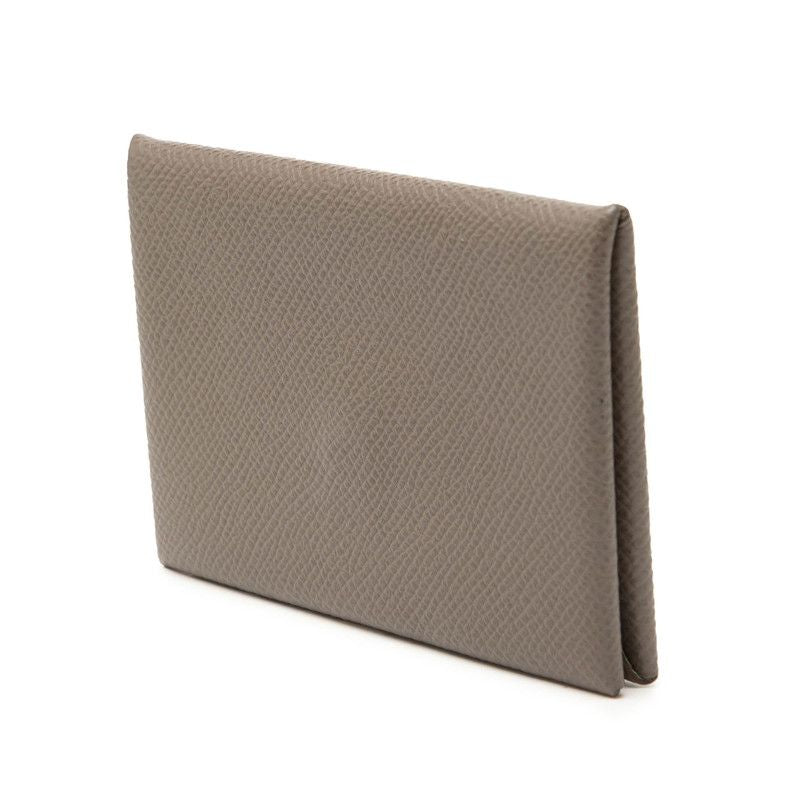 Hermes Calvi Verso Card Case Etain Gray Vert Cricket Veau Epsom — view 2