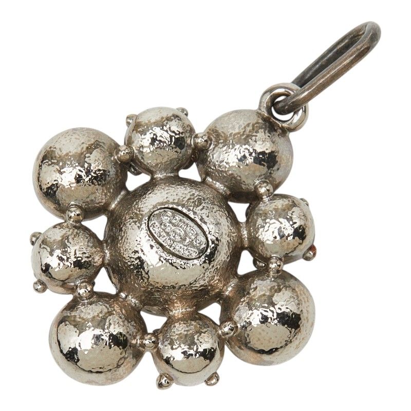 Chanel CC Logo Pendant 09 Rhinestone Silver Metal — view 2