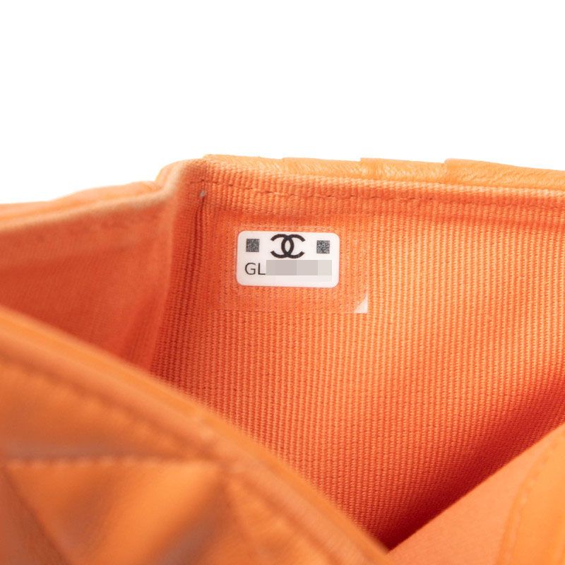 Chanel CC Logo Quilted Bifold Wallet Orange Lambskin — view 7