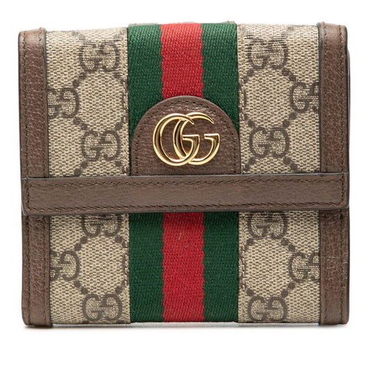 Gucci Ophidia GG Supreme Bifold Wallet Beige Multi Color Leather