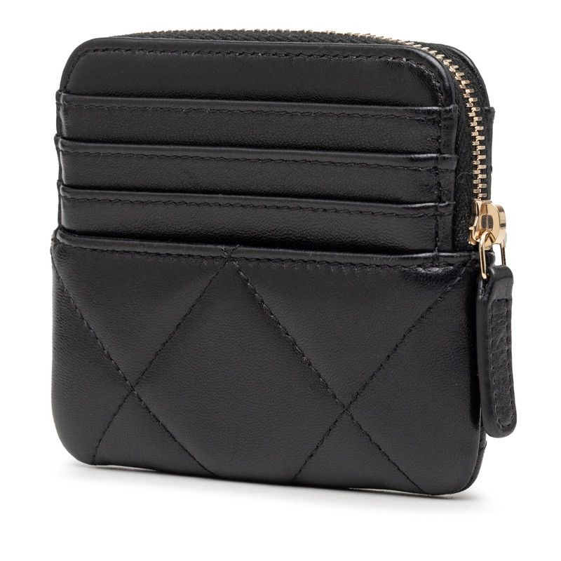 Chanel 19 CC Logo Quilted Zip Coin Purse Card Case Black Lambskin — view 2