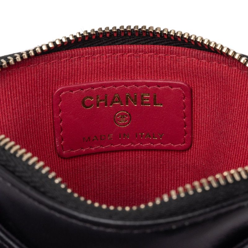 Chanel 19 CC Logo Quilted Zip Coin Purse Card Case Black Lambskin — view 5