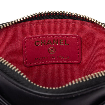 Chanel 19 CC Logo Quilted Zip Coin Purse Card Case Black Lambskin — view 5