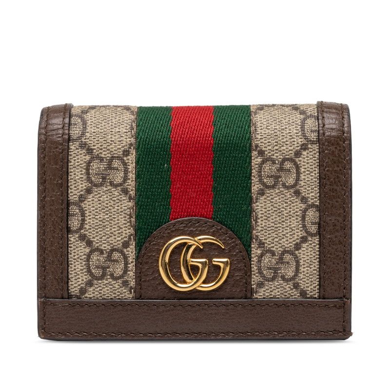 Gucci Ophidia GG Supreme Bifold Wallet Compact Beige Multi Color Leather
