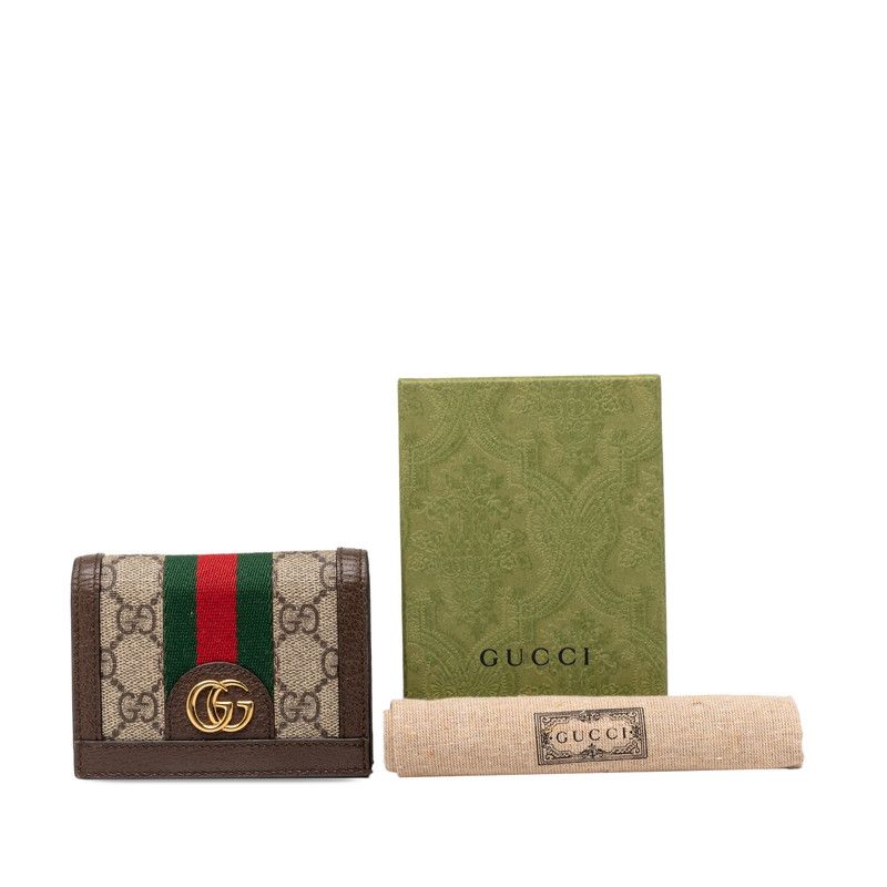 Gucci Ophidia GG Supreme Bifold Wallet Compact Beige Multi Color Leather — view 9