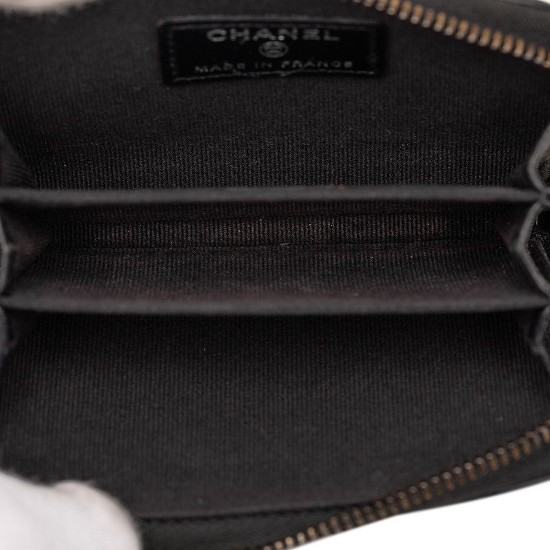 Chanel CC Logo Quilted Card Case Black Lambskin — view 6