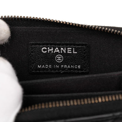 Chanel CC Logo Quilted Card Case Black Lambskin — view 8