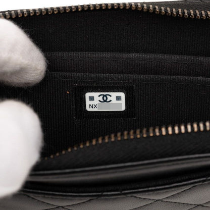 Chanel CC Logo Quilted Card Case Black Lambskin — view 9