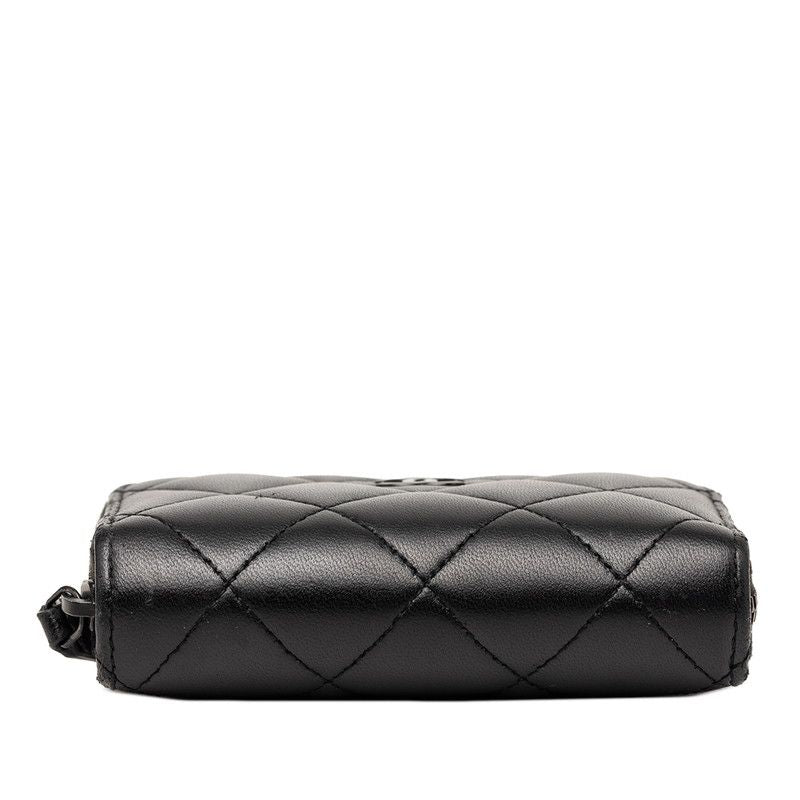 Chanel CC Logo Quilted Card Case Black Lambskin — view 3