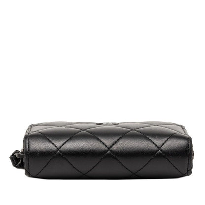 Chanel CC Logo Quilted Card Case Black Lambskin — view 3